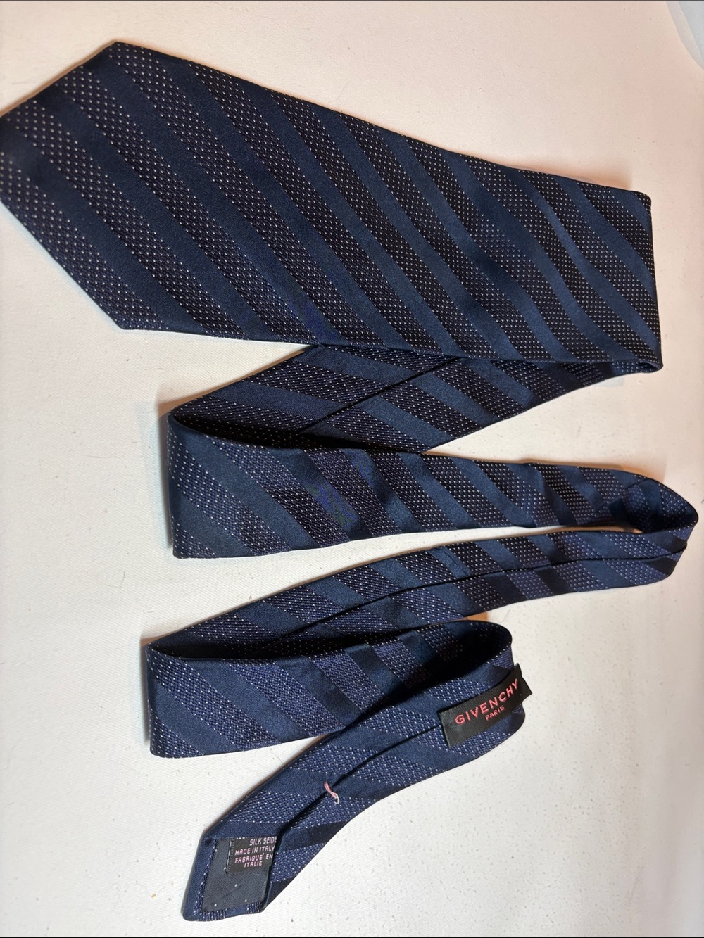 Givenchy Silk Navy Stripe and Dotted Tie